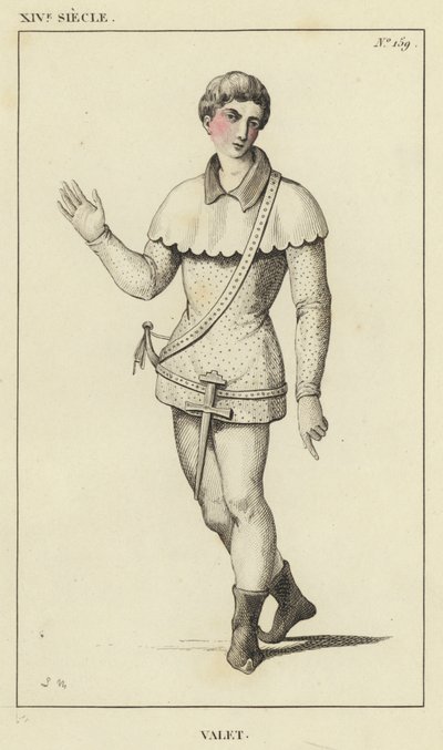 XIV Siecle, Valet (gravação a cores) de French School
