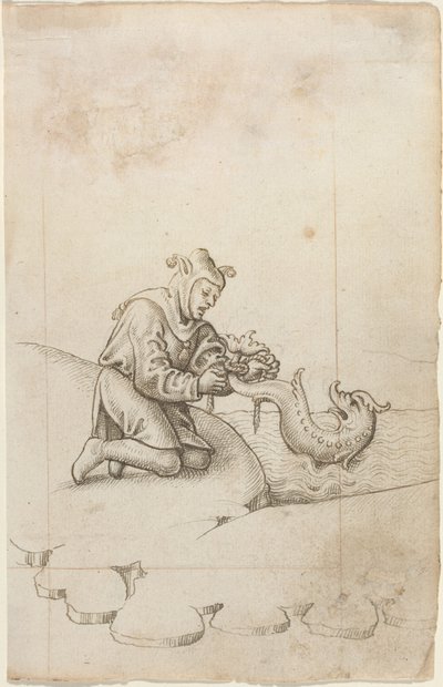 Estás a amarrar um golfinho pela cauda [fol. 17 reto], c.1512-1515 (caneta e tinta preta sobre papel vegetal) de French School