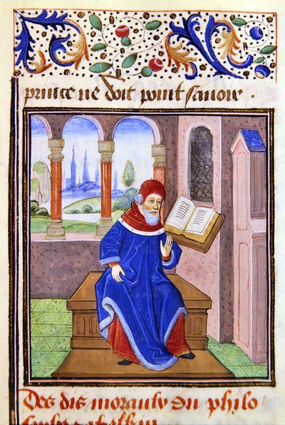 Zaqaquin, do Histoire des Philosophes, final do século XV (vellum) de French School