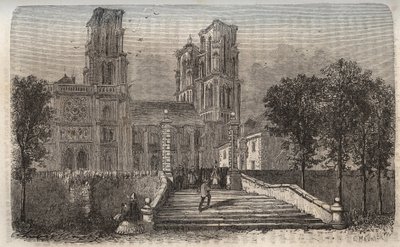catedral Notre-Dame (Notre Dame) de Laon (1150-1180), Aisne - gravura em "Histoire de France" de Victor Duruy (1811-1894) - 1882 de French School