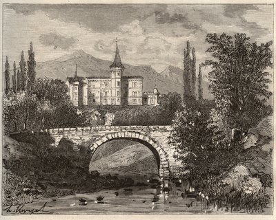 chateau de la rochelambert Dans la vallee de la borne Haute-Loire (43) - gravura em "La France illustree: geography, history, statistical administration" de V.-A. Malt-Brown. 1884 de French School