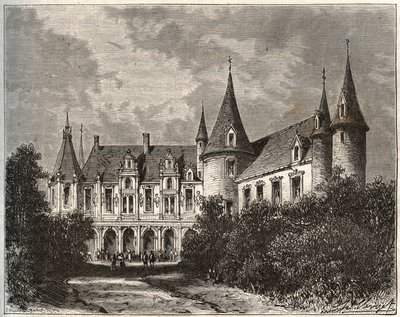 chateau du rocher a mezangers en Mayenne - gravura em "La France illustree: geographie, histoire, administration statistique" de V.A. Malt-Brown. 1884 de French School