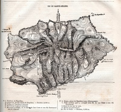 mapa da ilha de Santa Helena, gravura de French School