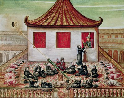 od. 59 fol.7 O Eclipse do Sol no Sião em 1688, visto pelos missionários jesuítas, na presença do Rei do Sião na janela do seu palácio, 1688 (wc no papel) de French School