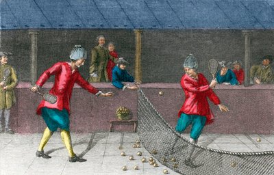 short palm gold real tennis - Vista de um jogo de palmeira no século XVIII de French School