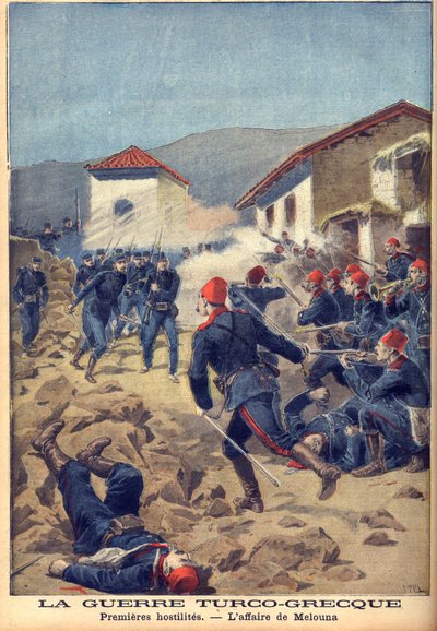 a Guerra Greco-Turca de 1897 (a Guerra dos Trinta Dias) - Uma das primeiras batalhas na Tessália de French School