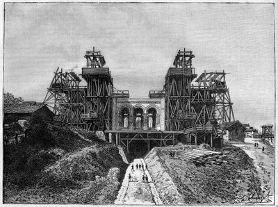 o local de construção da igreja do Sacre Coeur em Montmartre, In "The Illustrous World" 1886. de French School
