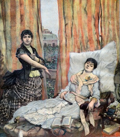 mulheres a tomar a sua injeção diária de morfina de French School