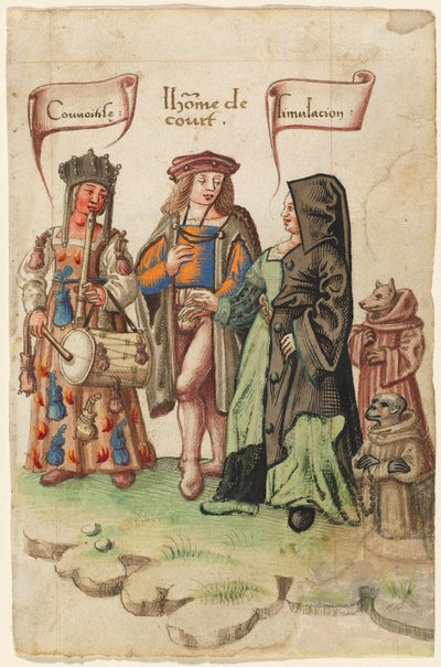Um cortesão entre a cobiça e a dissimulação [fol. 14 reto] de French early 16th Century