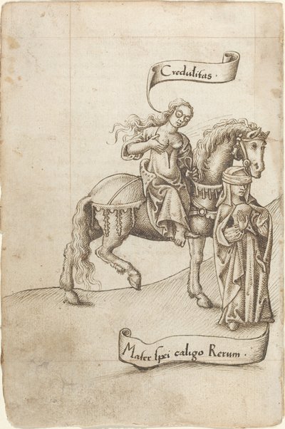 Credulidade Preparando-se para Amamentar a Mãe da Esperança [fol. 18 verso] de French early 16th Century