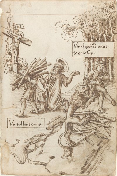 "Ajude aquele que assume seu fardo, não aquele que o põe no chão" [fol. 31 reto] de French early 16th Century