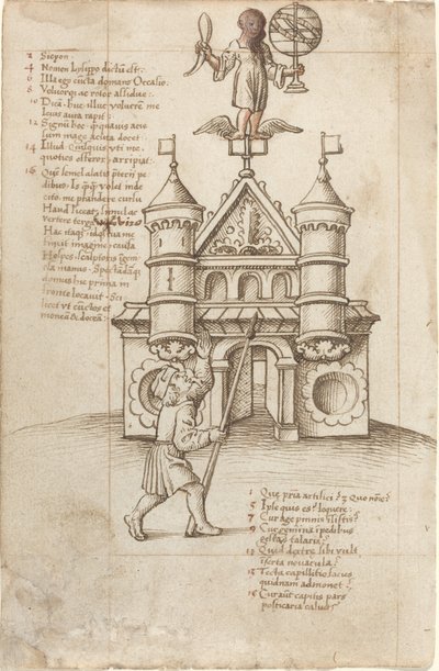 A estátua da oportunidade e o transeunte [fol. 8 reto] de French early 16th Century