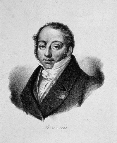 Retrato do compositor Gioachino Antonio Rossini 1792-1868, século XIX. de French master.