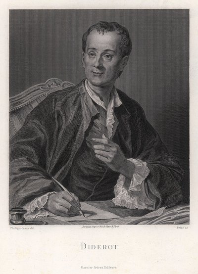 Retrato do escritor, ensaísta e filósofo Denis Diderot 1713-1784, meados do século XVIII de French master.