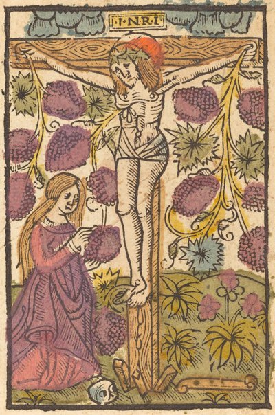 Cristo na cruz com uma videira de French or Netherlandish 15th Century
