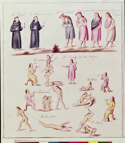 Índios nativos a caminho da conversão pelos frades espanhóis de Friar Pablo (after) Beaumont