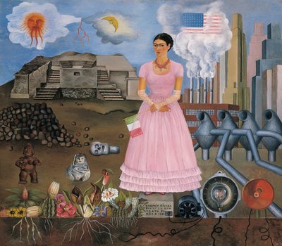 Autorretrato na fronteira entre o México e os Estados Unidos de Frida Kahlo
