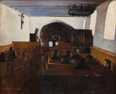 Um serviço de igreja na Ilha de Mors, Jutlândia de Fridolin Johansen