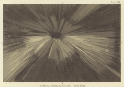 Uma coroa auroral, dezembro de 1894, esboço a lápis (cor litho) de Fridtjof Nansen