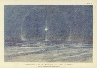 Fenómenos de luz na noite polar, 22 de Novembro de 1893, esboço em pastel (cor litho) de Fridtjof Nansen