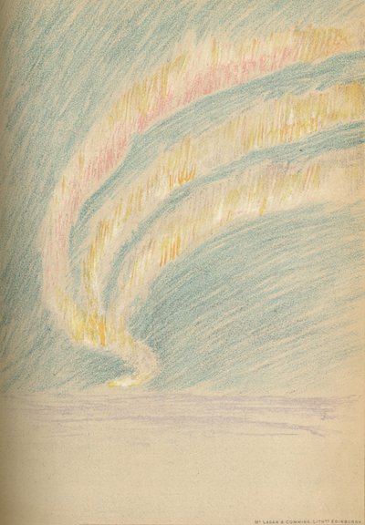 Serpentinas de Aurora Boreal, 28 de novembro de 1893. Esboço Pastel, 1893 1897 de Fridtjof Nansen