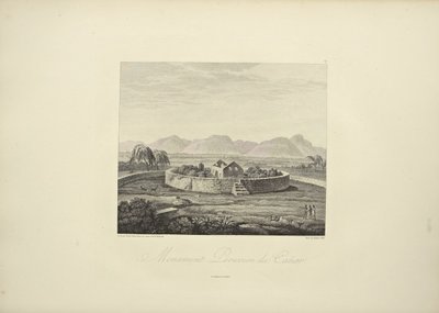 Monumento Peruano de Canar, desenhado por Gmelin, gravado por Bouquet, ilustração de 