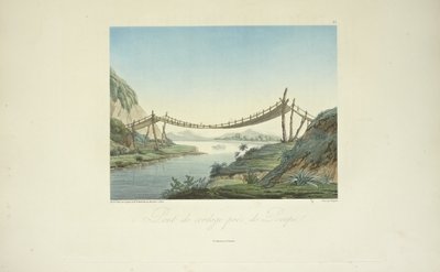 Ponte de Corda perto de Penipe, desenhada por Marchais, gravada por Bouquet, ilustração de 