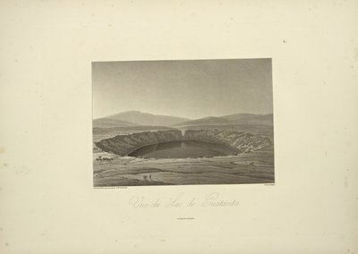 Vista do Lago de Guatavita, desenhada por Thibaut, gravada por Bouquet, ilustração de 