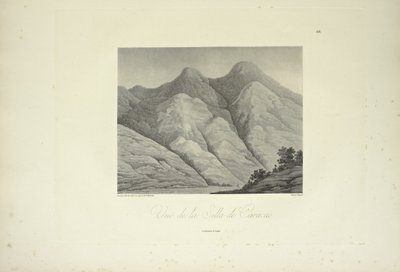 Vista da Silla de Caracas, desenhada por Marchais, gravada por Bouquet, ilustração de 