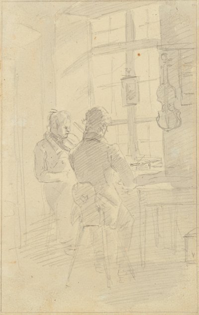 Dois homens a tocar violino de Friedrich August Mathias Gauermann