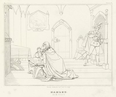 Hamlet, Acto III, Cena 3 (gravura) de Friedrich August Moritz Retzsch