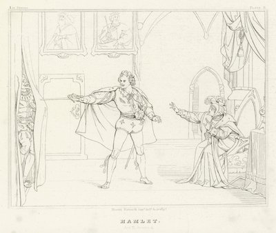 Hamlet, Acto III, Cena 4 (gravura) de Friedrich August Moritz Retzsch