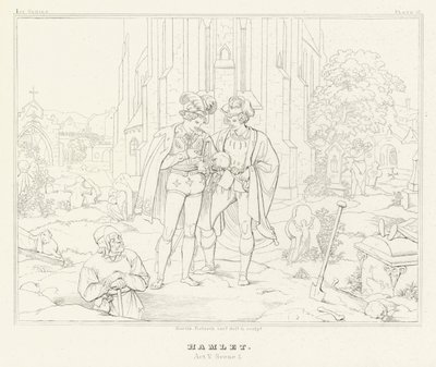 Hamlet, Acto V, Cena 1 (gravura) de Friedrich August Moritz Retzsch