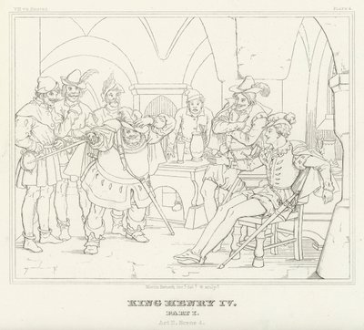 Rei Henrique IV, Parte I, Acto II, Cena 4 (gravura) de Friedrich August Moritz Retzsch