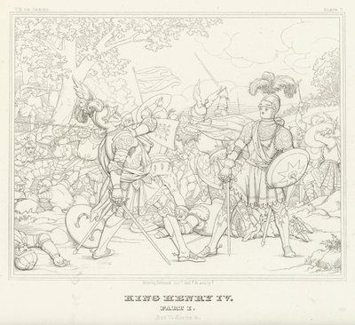 Rei Henrique IV, Parte I, Acto V, Cena 4 (gravura) de Friedrich August Moritz Retzsch
