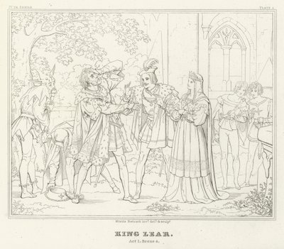 Rei Lear, Acto I, Cena 4 (gravura) de Friedrich August Moritz Retzsch