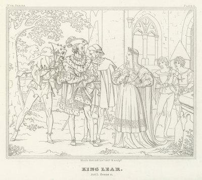 Rei Lear, Acto I, Cena 4 (gravura) de Friedrich August Moritz Retzsch