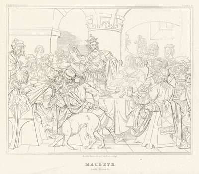 Macbeth, Acto III, Cena 4 (gravura) de Friedrich August Moritz Retzsch