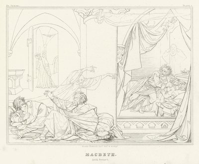 Macbeth, Acto II, Cena 1 (gravura) de Friedrich August Moritz Retzsch