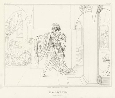 Macbeth, Acto II, Cena 1 (gravura) de Friedrich August Moritz Retzsch