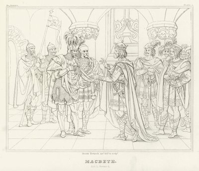 Macbeth, Acto I, Cena 4 (gravura) de Friedrich August Moritz Retzsch