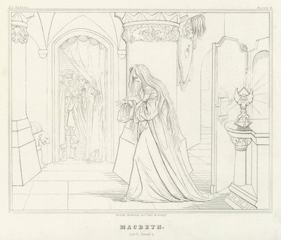 Macbeth, Acto V, Cena 1 (gravura) de Friedrich August Moritz Retzsch