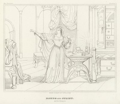 Romeu e Julieta, Acto IV, Cena 3 (gravura) de Friedrich August Moritz Retzsch