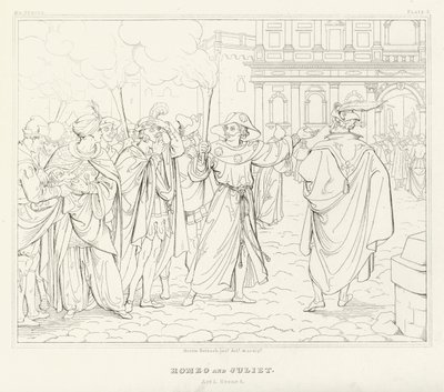 Romeu e Julieta, Acto I, Cena 4 (gravura) de Friedrich August Moritz Retzsch