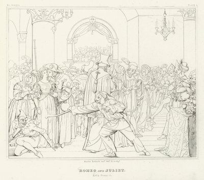 Romeu e Julieta, Acto I, Cena 5 (gravura) de Friedrich August Moritz Retzsch