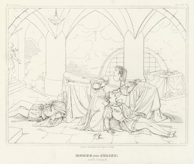 Romeu e Julieta, Acto V, Cena 3 (gravura) de Friedrich August Moritz Retzsch