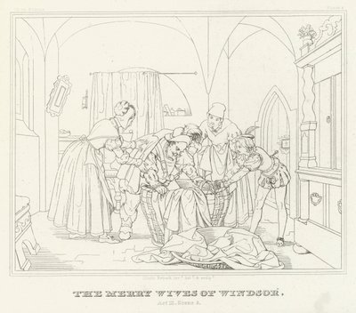 As alegres esposas de Windsor, Acto III, Cena 3 (gravura) de Friedrich August Moritz Retzsch