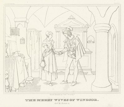 As alegres esposas de Windsor, Acto III, Cena 4 (gravura) de Friedrich August Moritz Retzsch