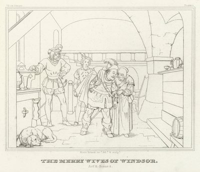 As alegres esposas de Windsor, Acto II, Cena 2 (gravura) de Friedrich August Moritz Retzsch
