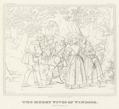 As alegres esposas de Windsor, Acto V, Cena 4 (gravura) de Friedrich August Moritz Retzsch